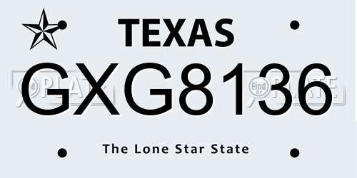 GXG8136 Texas License Plate