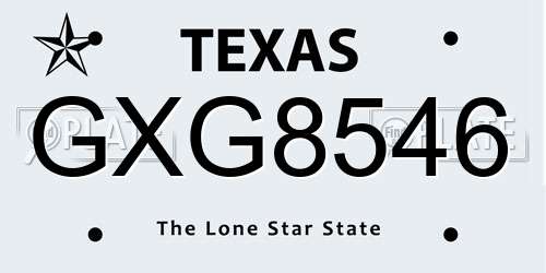 GXG8546 Texas License Plate