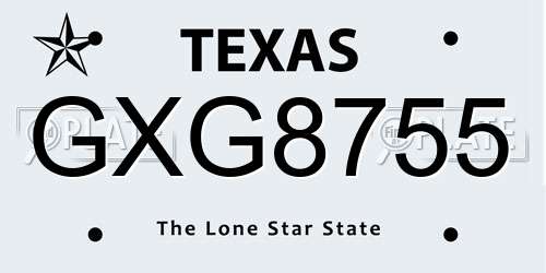 GXG8755 Texas License Plate