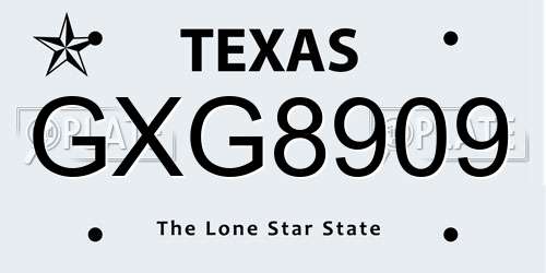 GXG8909 Texas License Plate