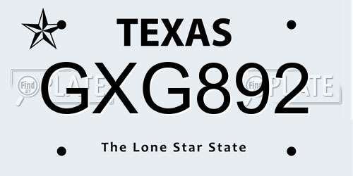 GXG892 Texas License Plate