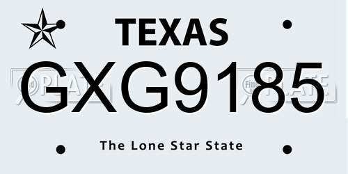 GXG9185 Texas License Plate