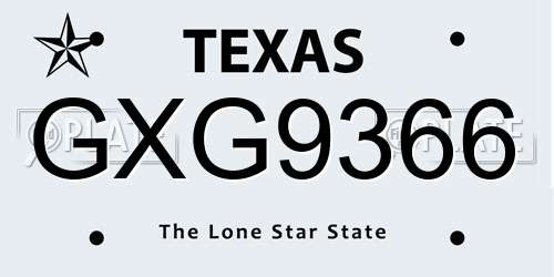 GXG9366 Texas License Plate