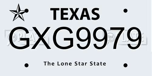 GXG9979 Texas License Plate