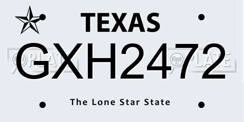 GXH2472 Texas License Plate