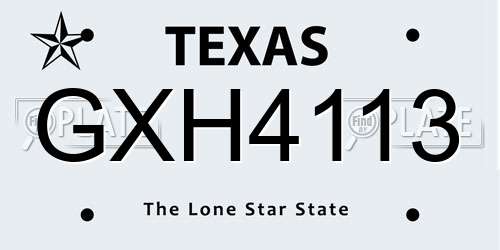GXH4113 Texas License Plate