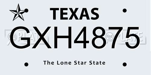 GXH4875 Texas License Plate