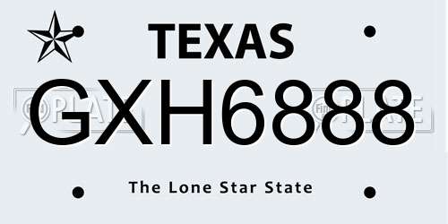 GXH6888 Texas License Plate