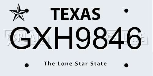 GXH9846 Texas License Plate