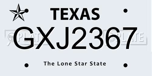 GXJ2367 Texas License Plate