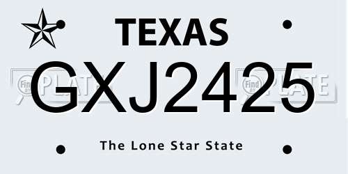 GXJ2425 Texas License Plate