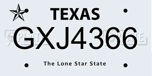 GXJ4366 Texas License Plate