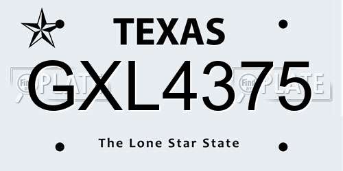 GXL4375 Texas License Plate