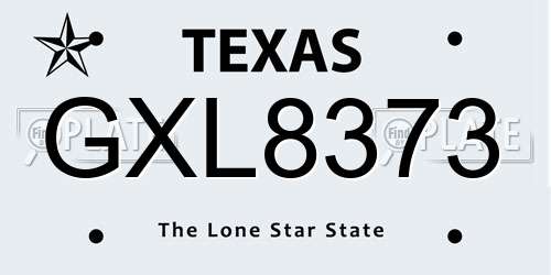 GXL8373 Texas License Plate