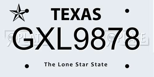 GXL9878 Texas License Plate