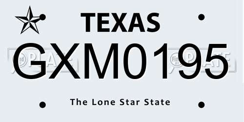 GXM0195 Texas License Plate