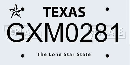 GXM0281 Texas License Plate