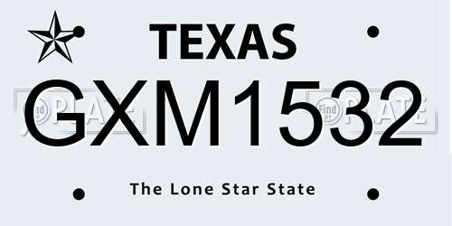 GXM1532 Texas License Plate
