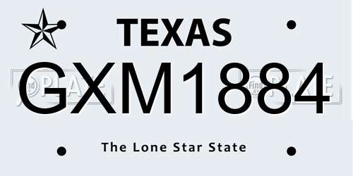 GXM1884 Texas License Plate