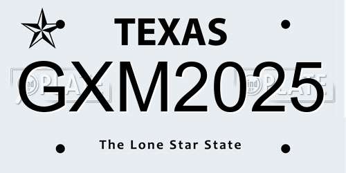 GXM2025 Texas License Plate