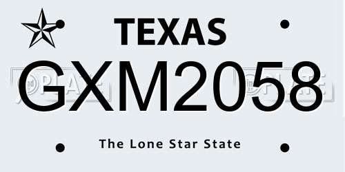 GXM2058 Texas License Plate