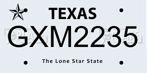 GXM2235 Texas License Plate