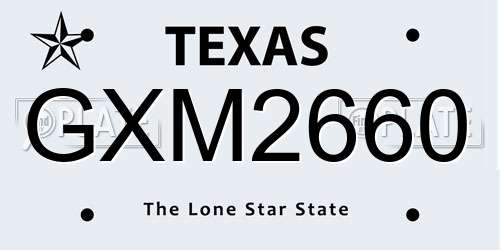 GXM2660 Texas License Plate