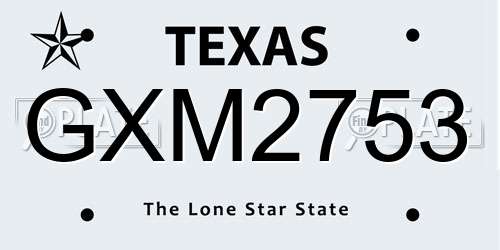 GXM2753 Texas License Plate