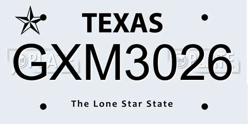 GXM3026 Texas License Plate