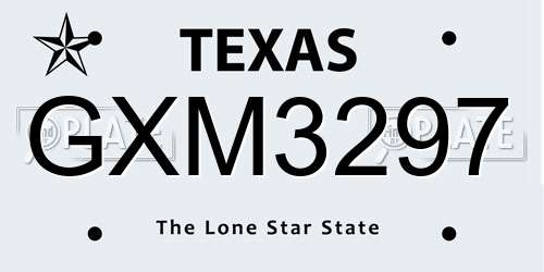GXM3297 Texas License Plate