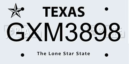 GXM3898 Texas License Plate