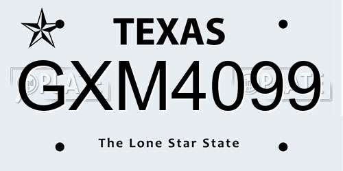 GXM4099 Texas License Plate
