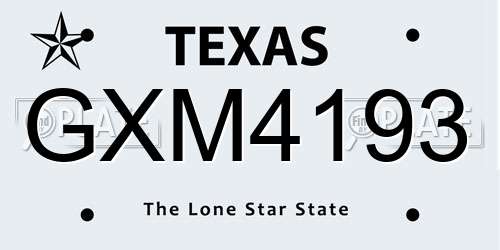 GXM4193 Texas License Plate