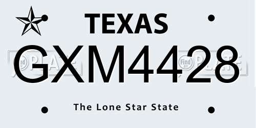 GXM4428 Texas License Plate