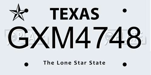 GXM4748 Texas License Plate