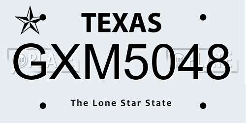 GXM5048 Texas License Plate