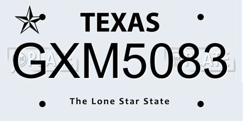 GXM5083 Texas License Plate