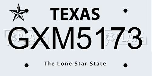 GXM5173 Texas License Plate
