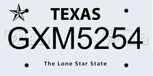 GXM5254 Texas License Plate