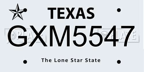GXM5547 Texas License Plate