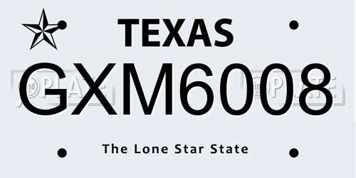 GXM6008 Texas License Plate