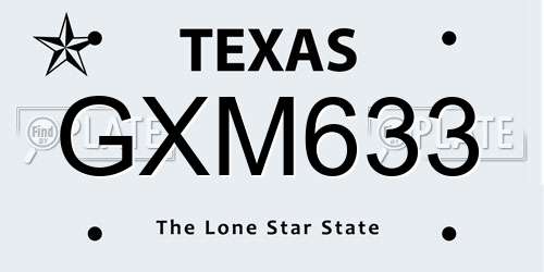GXM633 Texas License Plate