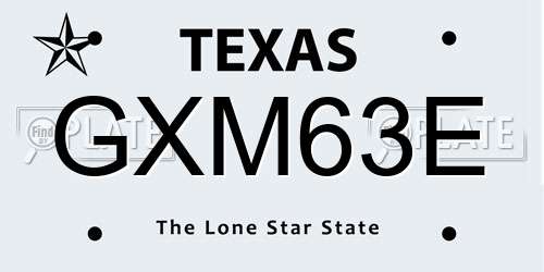 GXM63E Texas License Plate