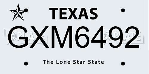 GXM6492 Texas License Plate