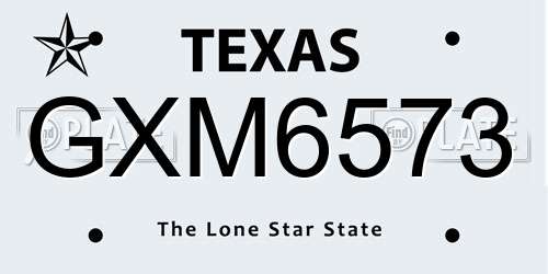 GXM6573 Texas License Plate