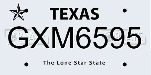 GXM6595 Texas License Plate