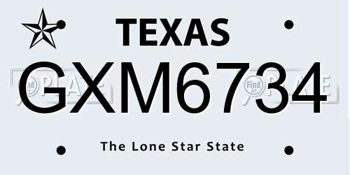 GXM6734 Texas License Plate