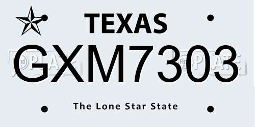 GXM7303 Texas License Plate