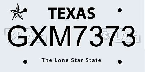 GXM7373 Texas License Plate