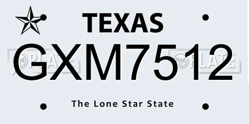 GXM7512 Texas License Plate